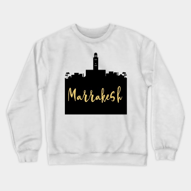 MARRAKESH MOROCCO DESIGNER SILHOUETTE SKYLINE ART Crewneck Sweatshirt by deificusArt